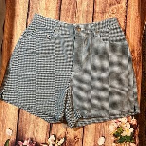 Generra Blue & White Gingham High-Rise Mom Shorts